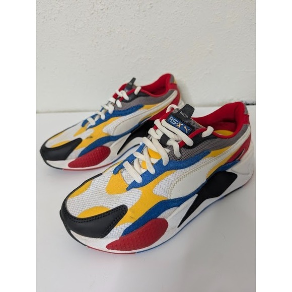 Puma RS-X3 Puzzle Extreme‎ Red Yellow Blue White Running Shoes US 8 371570-04